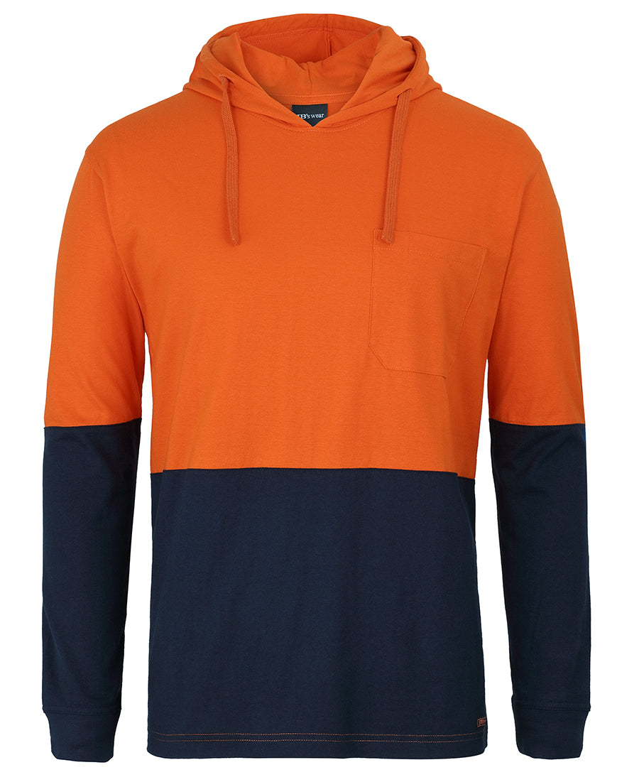 6HCTL -JB's Wear HI VIS L/S COTTON TEE WITH HOOD