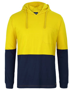 6HCTL -JB's Wear HI VIS L/S COTTON TEE WITH HOOD