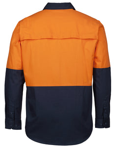 6HVCS - JB's Wear HI VIS CLOSE FRONT L/S 150G WORK SHIRT