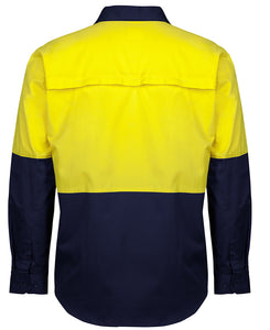 6HVCS - JB's Wear HI VIS CLOSE FRONT L/S 150G WORK SHIRT