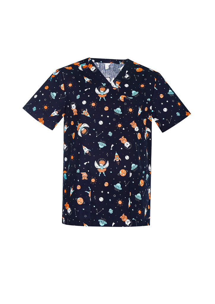CST148MS - Biz Care Mens Space Party Scrub Top